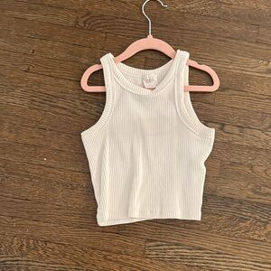 Zara White Ribbed Top